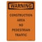 Signmission OSHA Warning Sign, 14" Height, Rigid Plastic, Construction Area No Pedestrian, Portrait OS-WS-P-1014-V-13625 - alternate 1